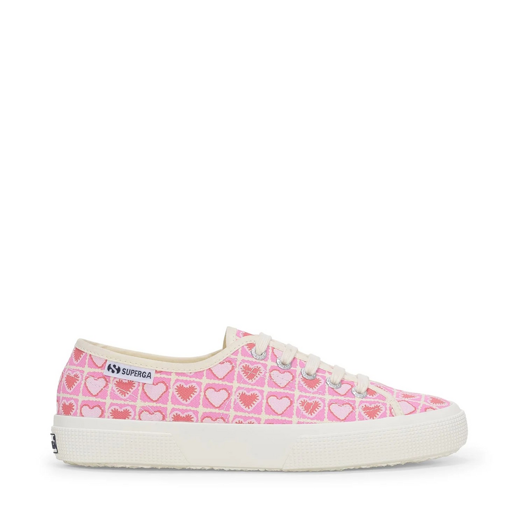 3750 Heart Crochet Print Leggera Sneakers - Pink Beige Coral