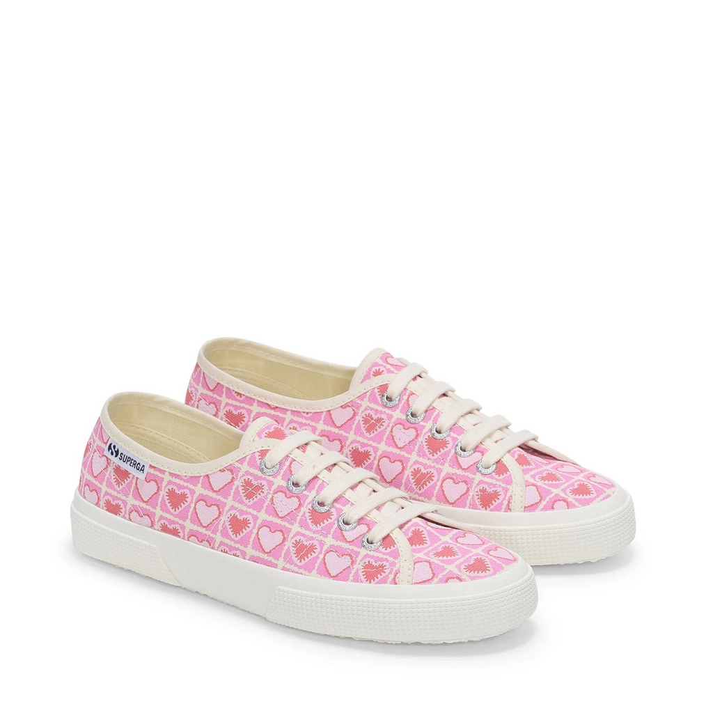 3750 Heart Crochet Print Leggera Sneakers - Pink Beige Coral