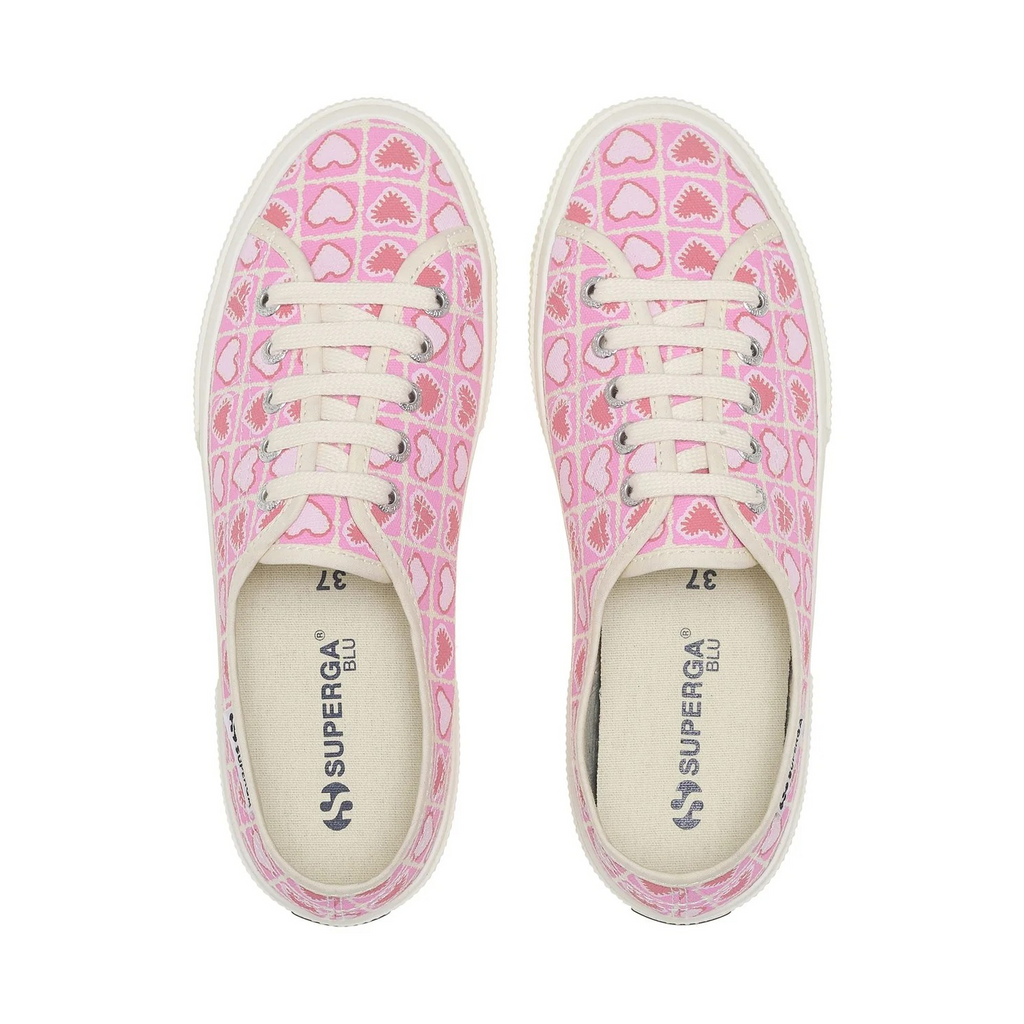3750 Heart Crochet Print Leggera Sneakers - Pink Beige Coral