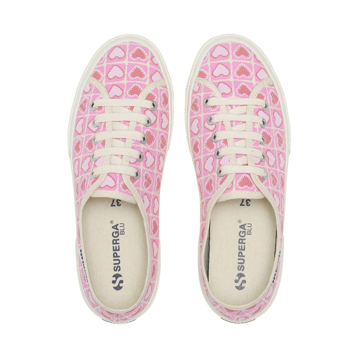 3750 Heart Crochet Print Leggera Sneakers - Pink Beige Coral