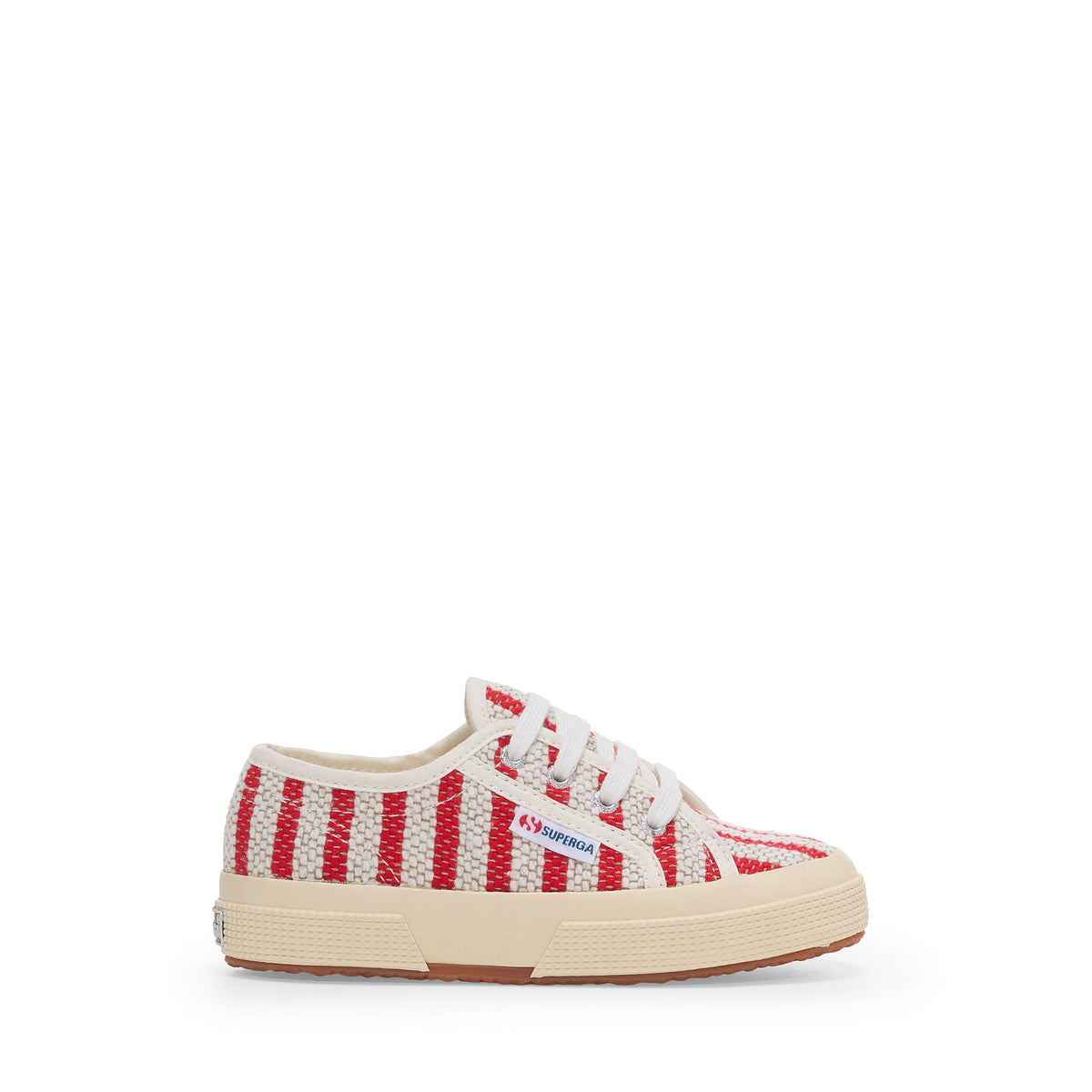 2750 Kids Cotton Stripes Sneakers - Red-Off White