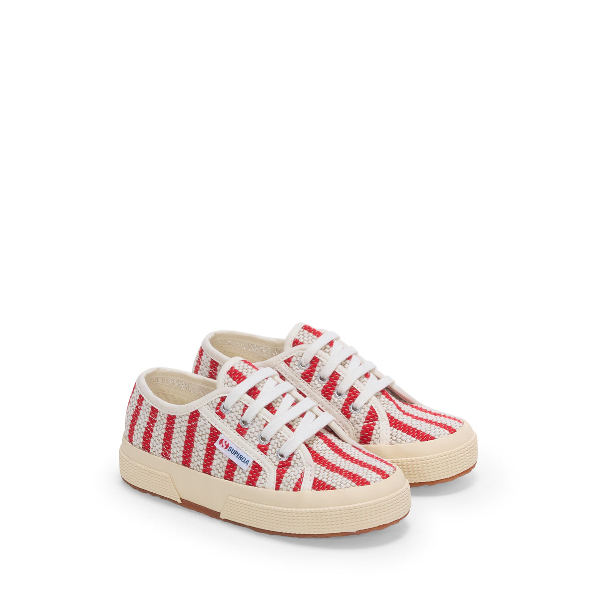 2750 Kids Cotton Stripes Sneakers - Red-Off White