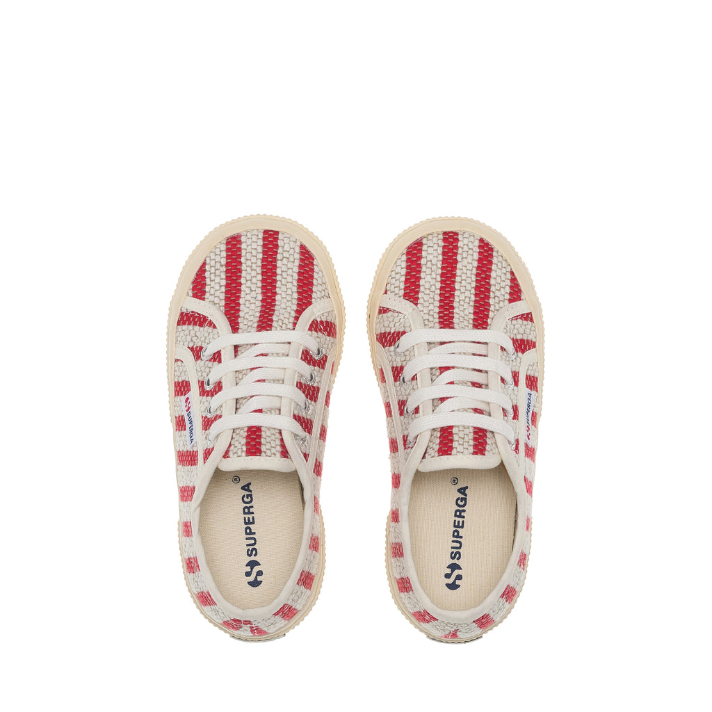 2750 Kids Cotton Stripes Sneakers - Red-Off White