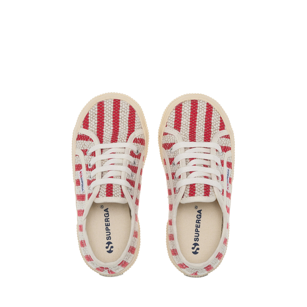 2750 Kids Cotton Stripes Sneakers - Red-Off White