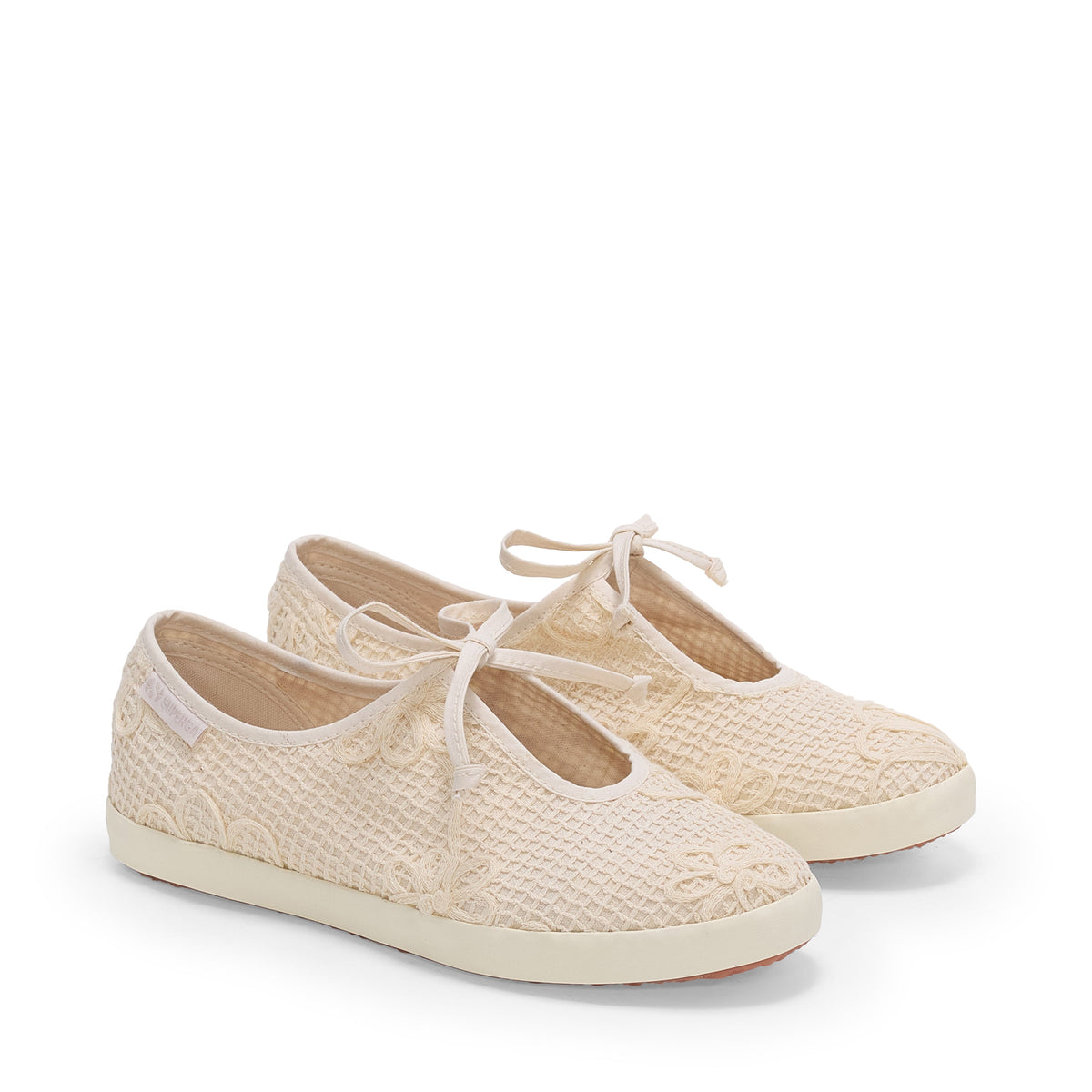 2442 Ballerina Lace Net Flower Crochet - Sneakers - Beige Raw-Off White