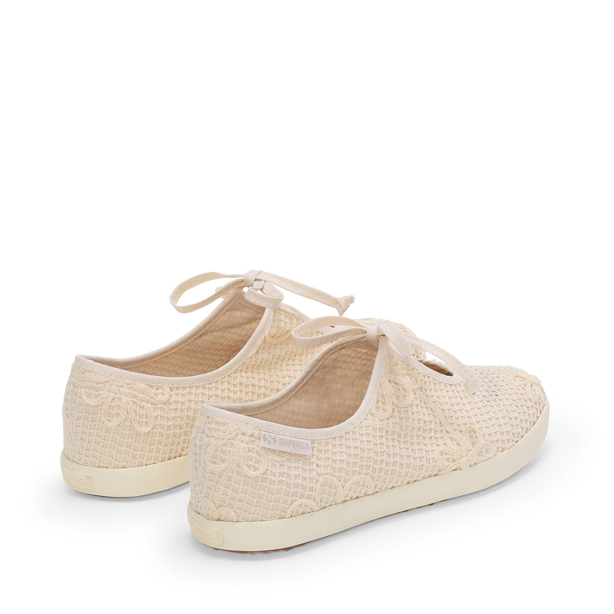 2442 Ballerina Lace Net Flower Crochet - Sneakers - Beige Raw-Off White