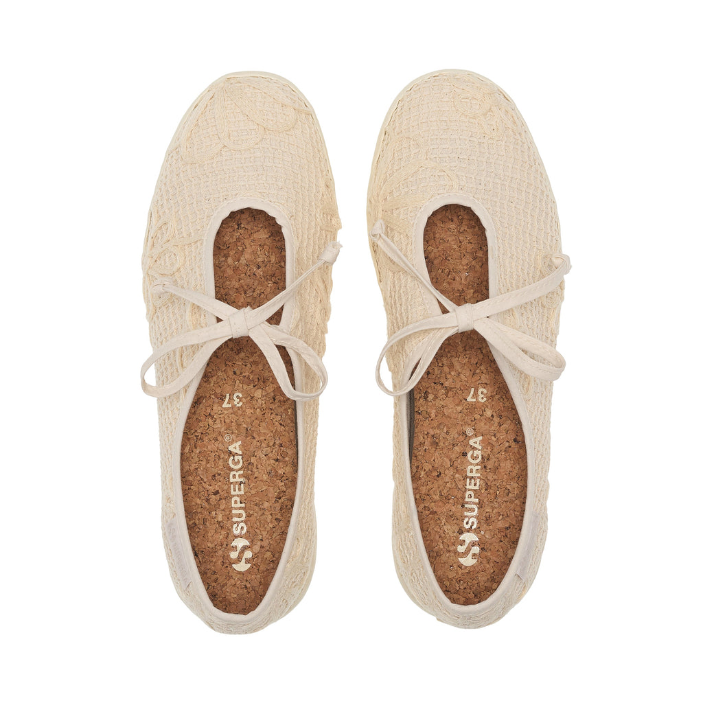 2442 Ballerina Lace Net Flower Crochet - Sneakers - Beige Raw-Off White