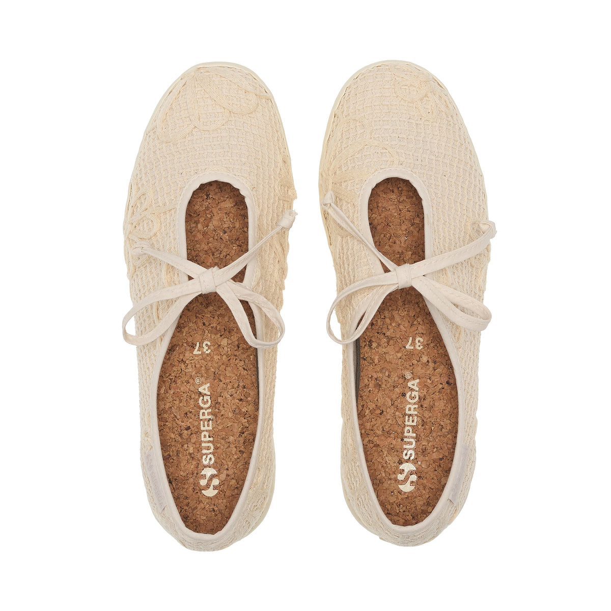 2442 Ballerina Lace Net Flower Crochet - Sneakers - Beige Raw-Off White