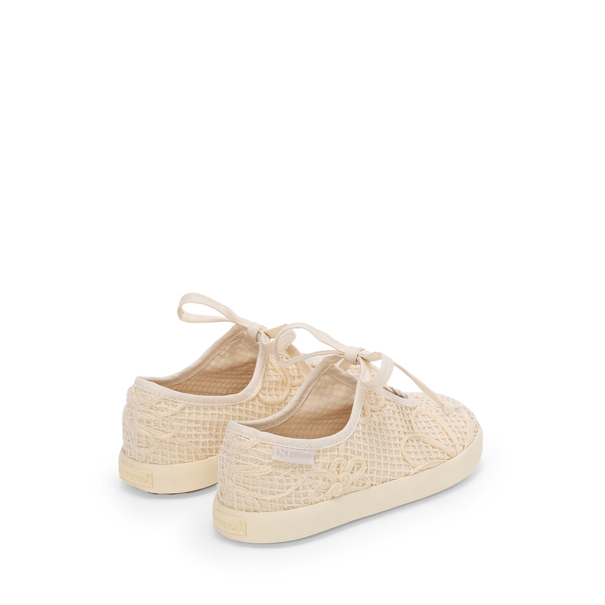 2442 Kids Ballerina Lace Net Flower Crochet - Beige Raw-Off White