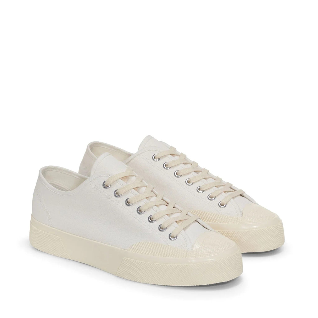 2432 Works Low Cut Cotton Canvas Sneakers - White/Off White