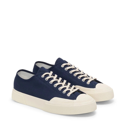 2432 Works Low Cut Cotton Canvas Sneakers - Navy/Off White