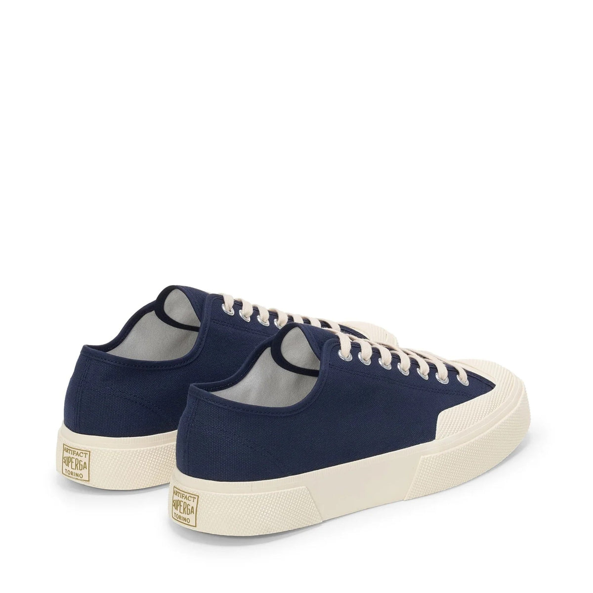 2432 Works Low Cut Cotton Canvas Sneakers - Navy/Off White