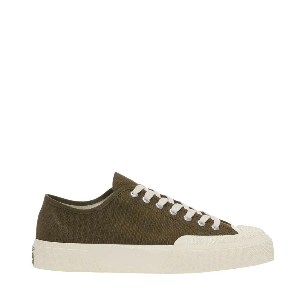 2432 Works Low Cut Cotton Canvas Sneakers - Green Dark Olive Off