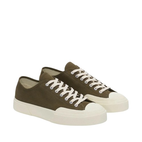2432 Works Low Cut Cotton Canvas Sneakers - Green Dark Olive Off