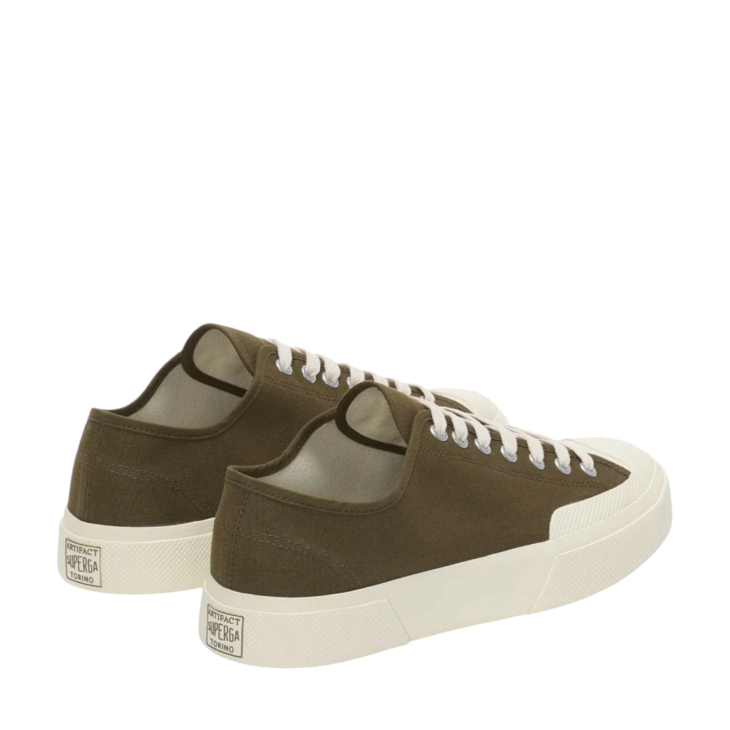2432 Works Low Cut Cotton Canvas Sneakers - Green Dark Olive Off