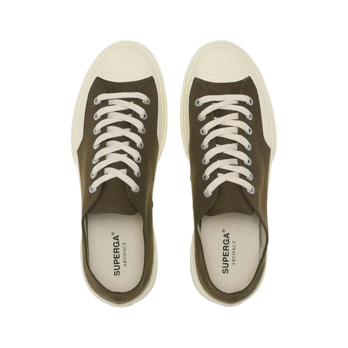 2432 Works Low Cut Cotton Canvas Sneakers - Green Dark Olive Off