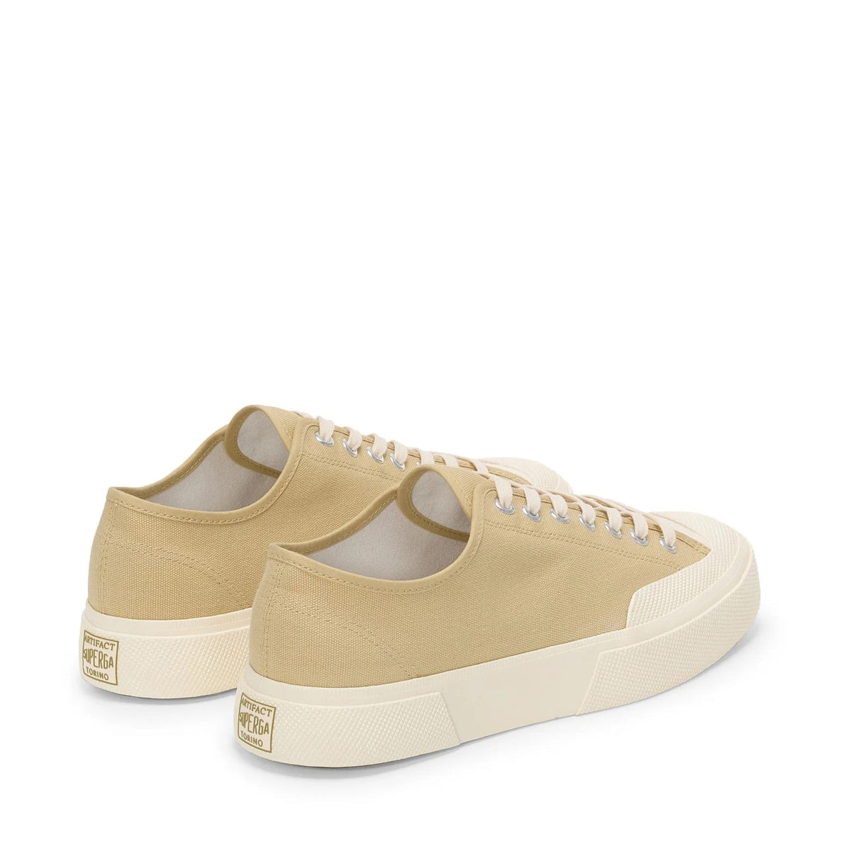 2432 Works Low Cut Cotton Canvas Sneakers - Beige/Off White