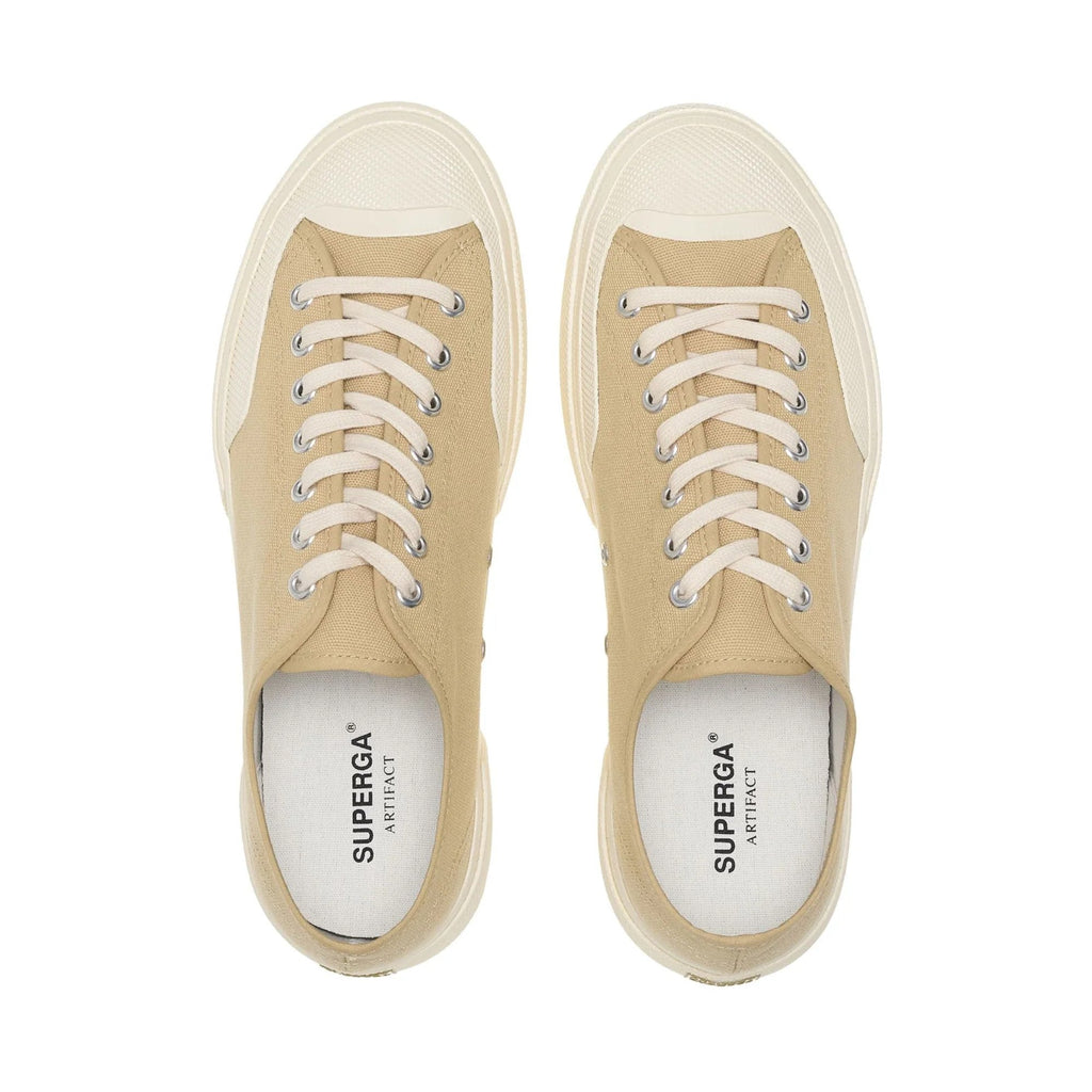 2432 Works Low Cut Cotton Canvas Sneakers - Beige/Off White